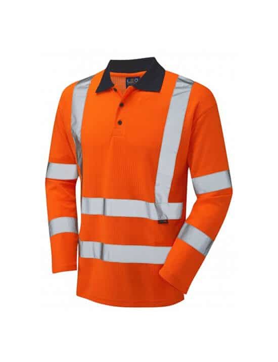 Hi Vis Rail Polycotton Long Sleeved Polo Shirt - Clad Safety